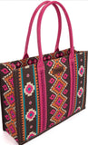 WRANGLER WOMENS AZTEC Angel Diamond Hot Pink BOHO TOTE BAG