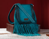 WG65-G2003 Wrangler Rivets Fringe Concealed Carry Crossbody -Turquoise