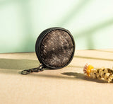 WG116-002 Wrangler Genuine Hair On Cowhide Circular Coin Pouch Bag Charm -Coffee