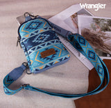 2024 New Wrangler Southwestern Print Canvas Crossbody/Sling/Chest Bag-Navy