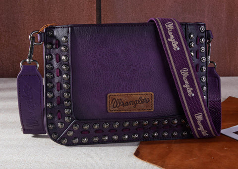 WG65-2004S Wrangler Rivets Studded Wristlet/ Crossbody -Purple